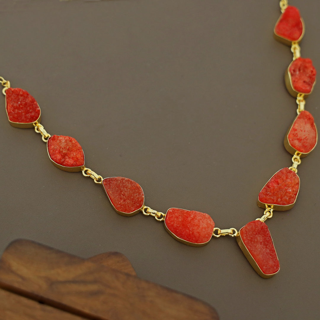 Nishka Golden Druzy Stone Neckpiece