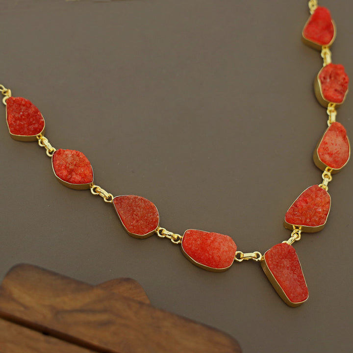 Nishka Golden Druzy Stone Neckpiece