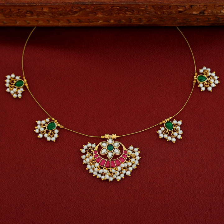 Kashwini Floral Cluster Pearl String Neckpiece