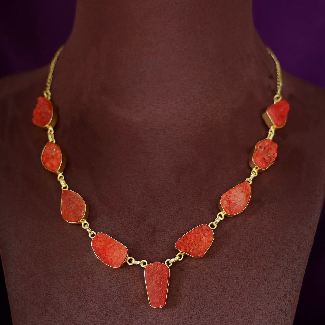 Nishka Golden Druzy Stone Neckpiece