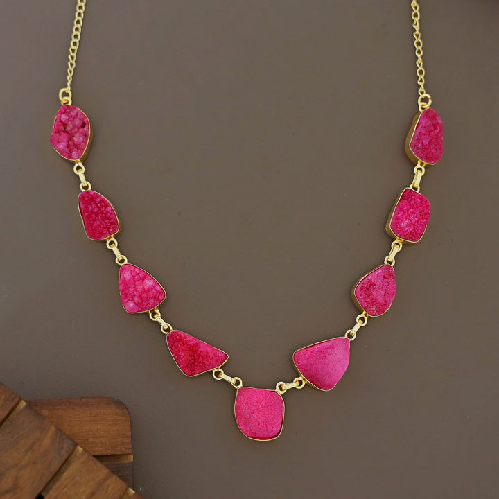 Nishka Golden Druzy Stone Neckpiece