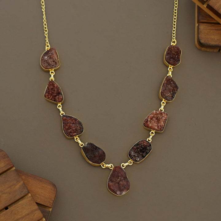 Nishka Golden Druzy Stone Neckpiece