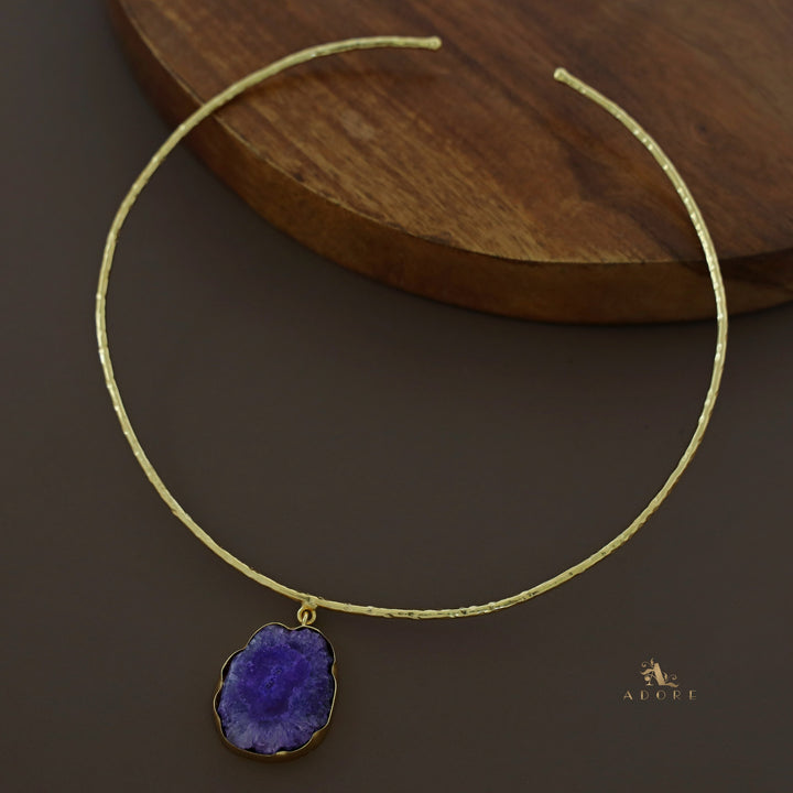 Golden Hammered Solar Agate Neck Cuff