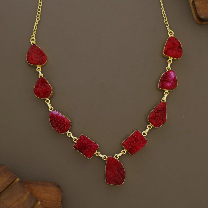 Nishka Golden Druzy Stone Neckpiece