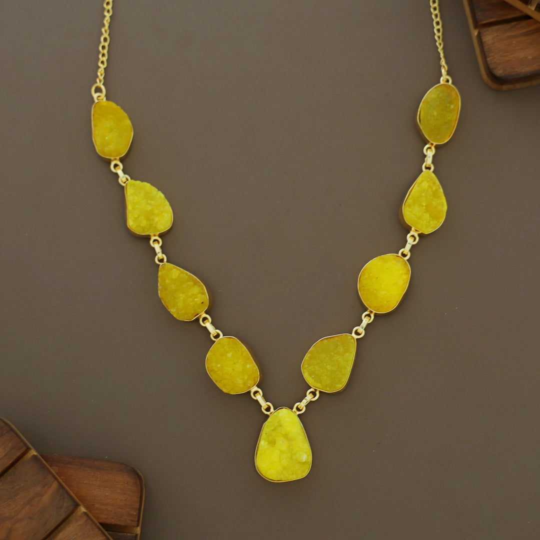 Nishka Golden Druzy Stone Neckpiece
