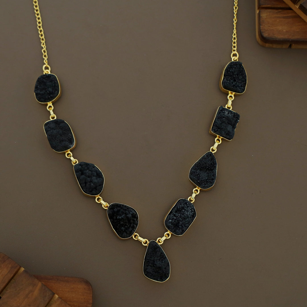 Nishka Golden Druzy Stone Neckpiece