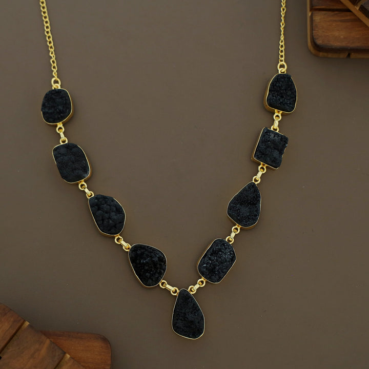 Nishka Golden Druzy Stone Neckpiece