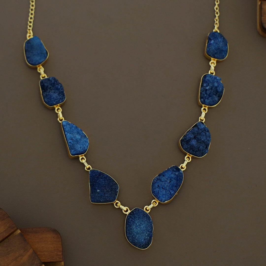 Nishka Golden Druzy Stone Neckpiece