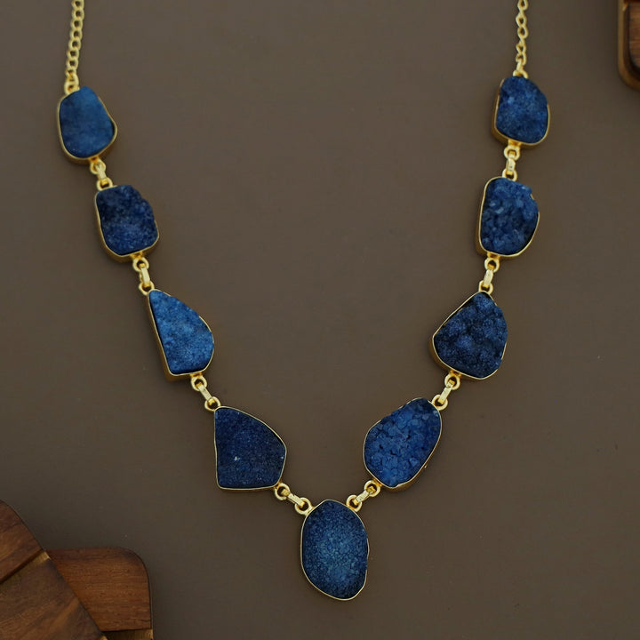 Nishka Golden Druzy Stone Neckpiece