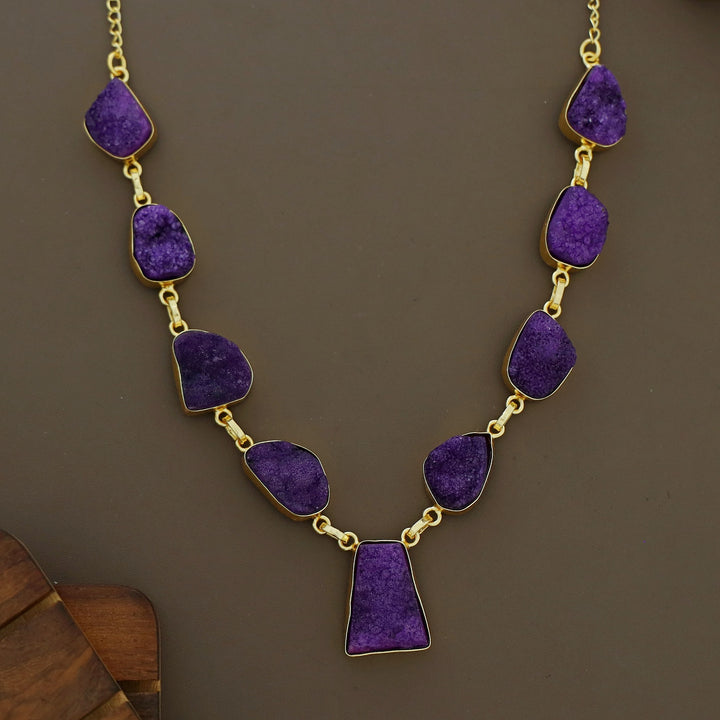 Nishka Golden Druzy Stone Neckpiece