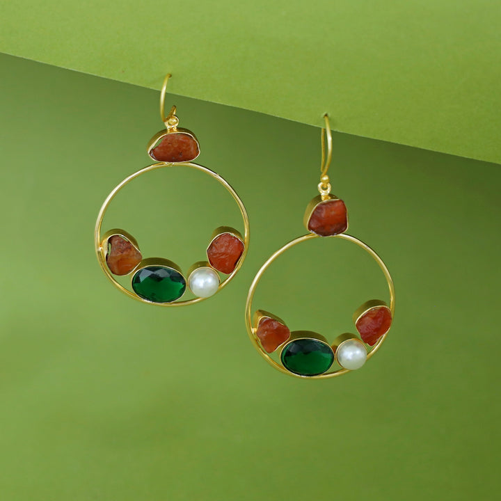 Savya Raw Stone Circle Pearl Glossy Drop