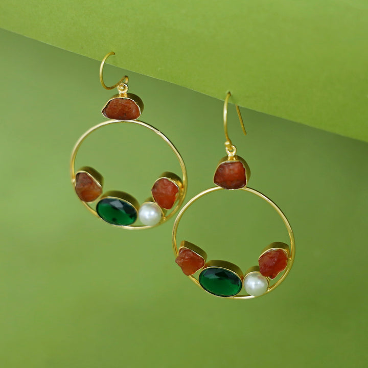 Savya Raw Stone Circle Pearl Glossy Drop