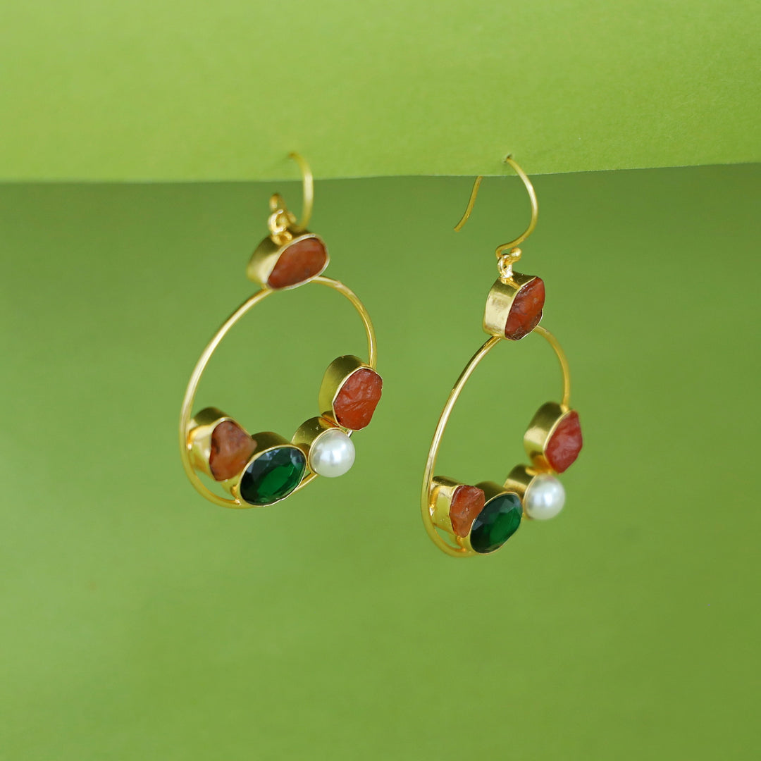 Savya Raw Stone Circle Pearl Glossy Drop