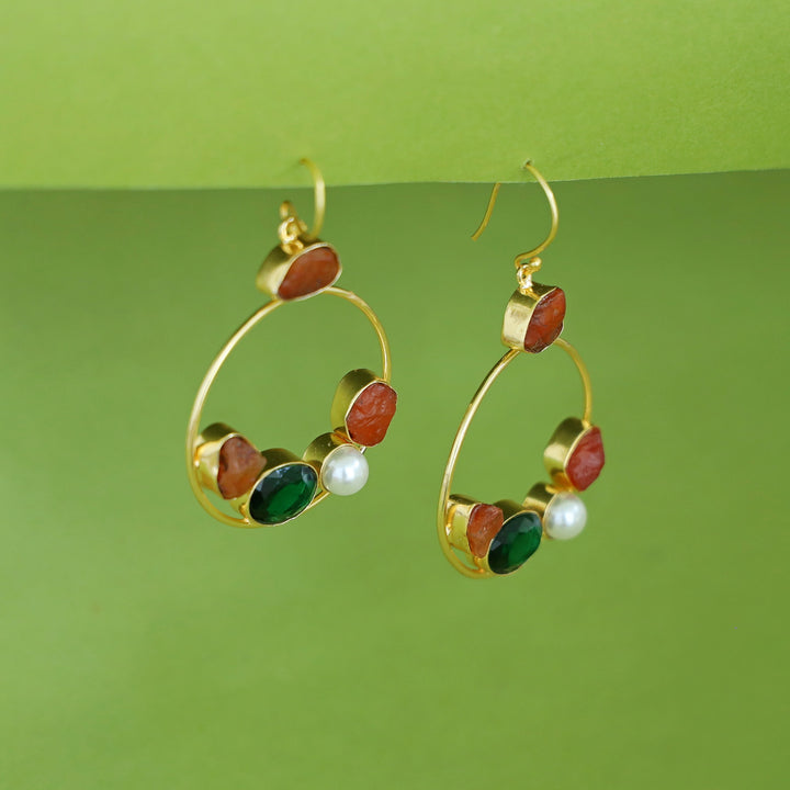 Savya Raw Stone Circle Pearl Glossy Drop