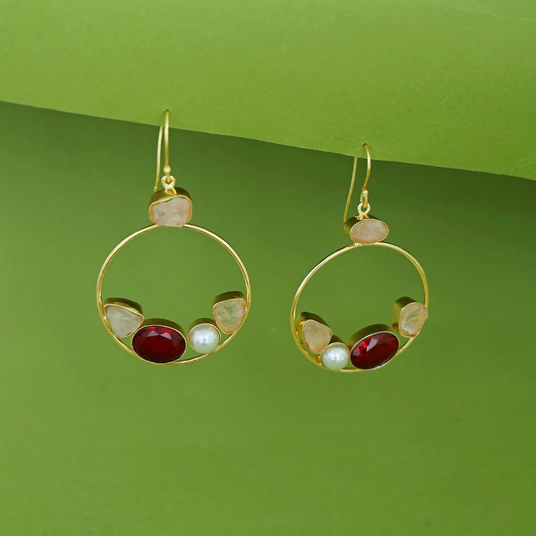 Savya Raw Stone Circle Pearl Glossy Drop