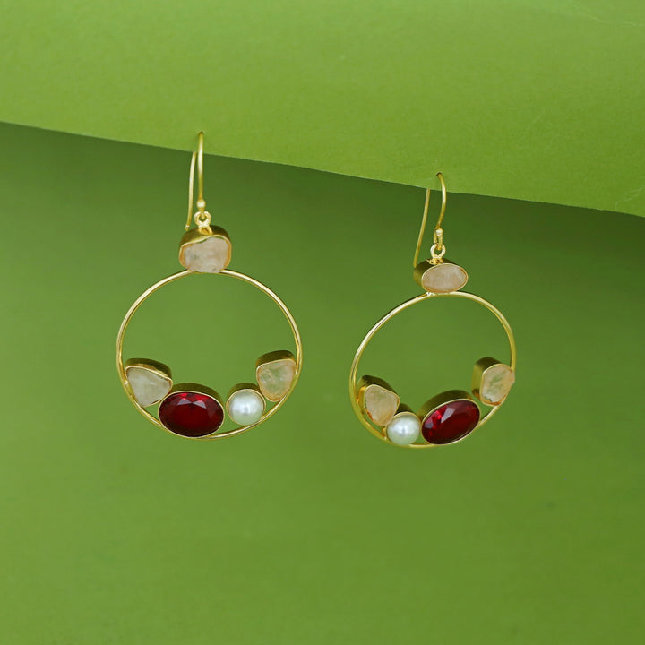 Savya Raw Stone Circle Pearl Glossy Drop