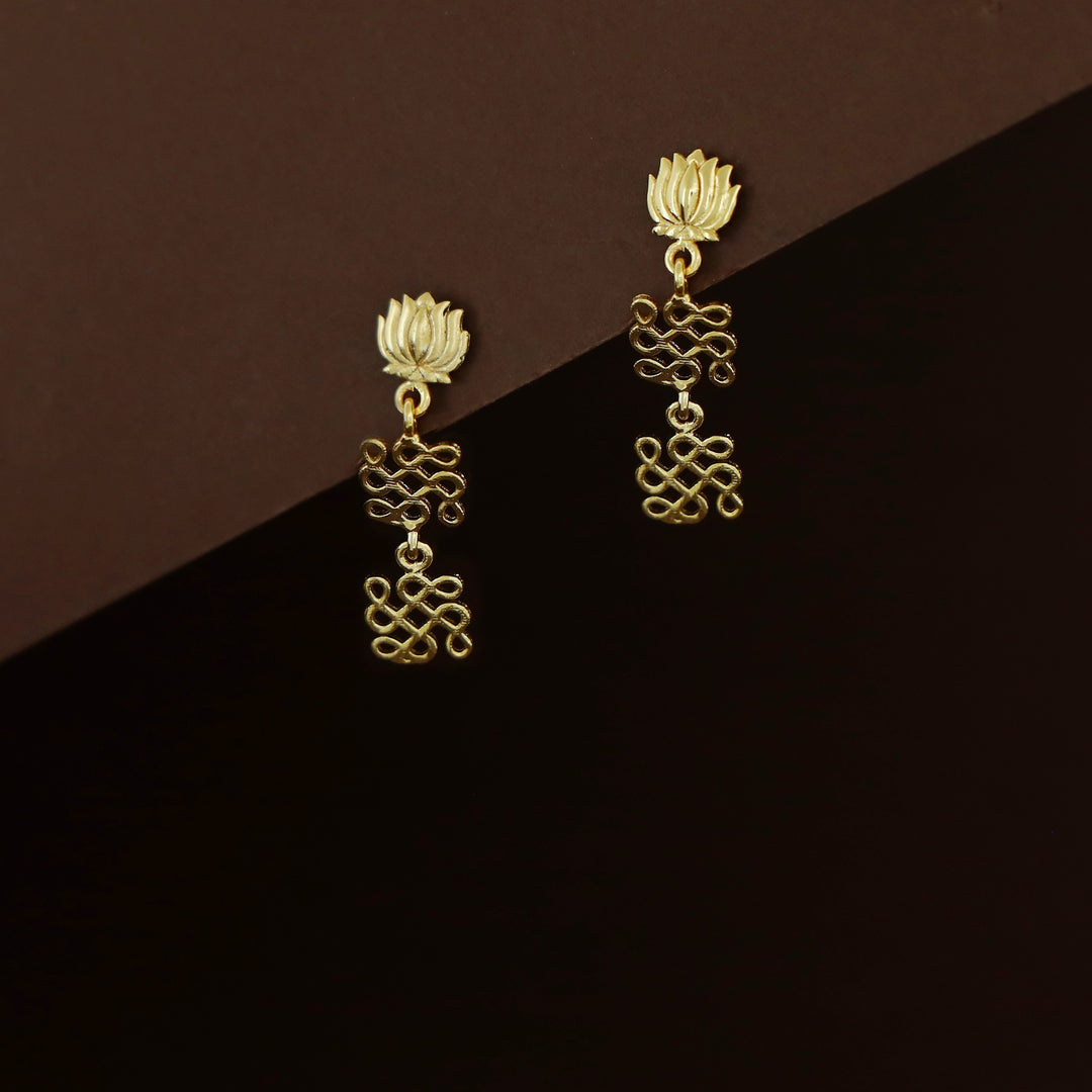 Telese Golden Dual Knot Lotus Earring