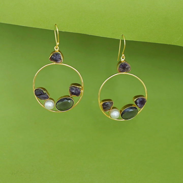 Savya Raw Stone Circle Pearl Glossy Drop