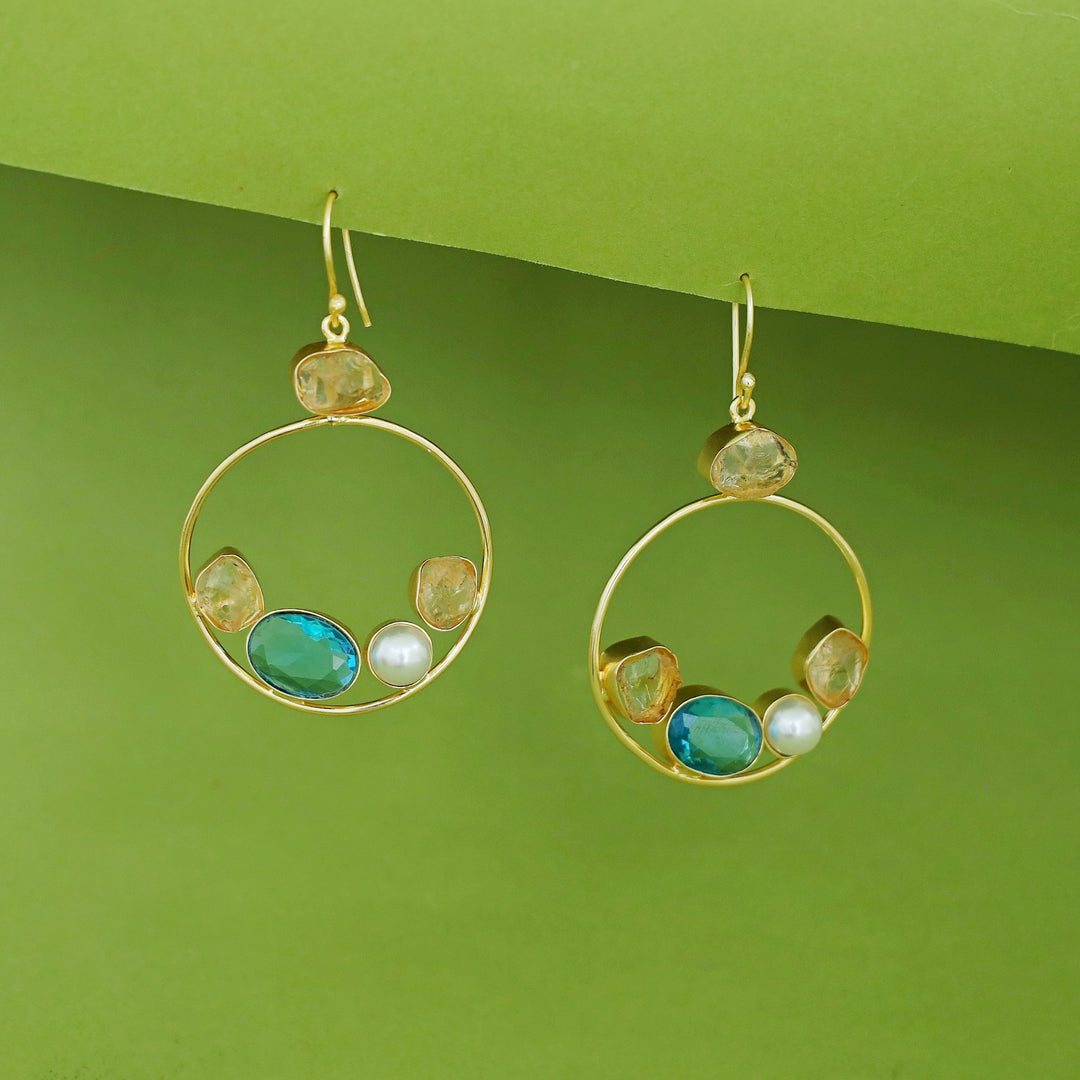 Savya Raw Stone Circle Pearl Glossy Drop