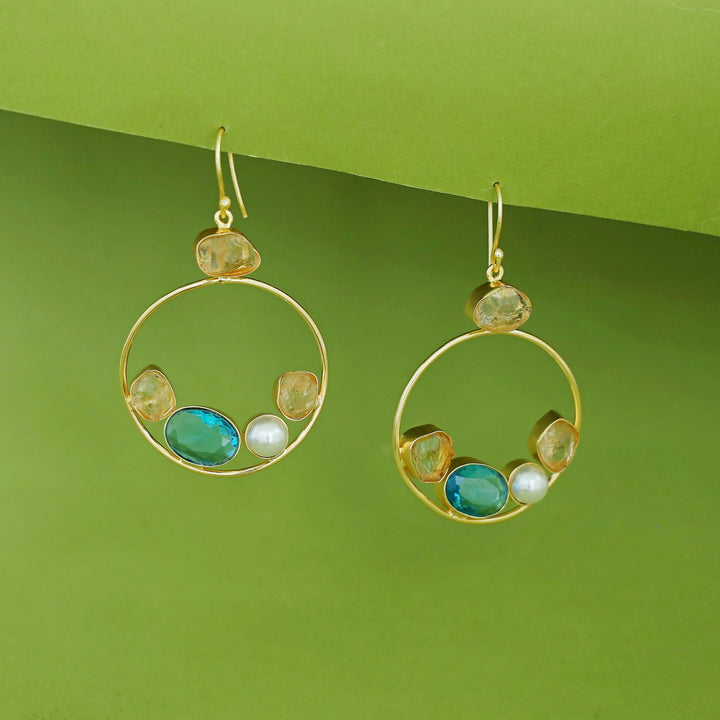 Savya Raw Stone Circle Pearl Glossy Drop