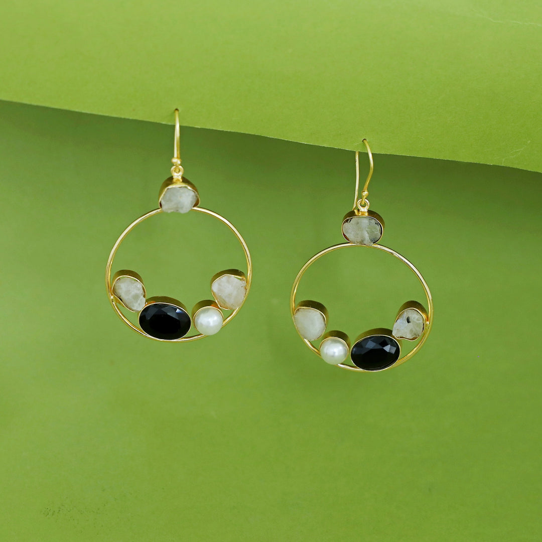 Savya Raw Stone Circle Pearl Glossy Drop