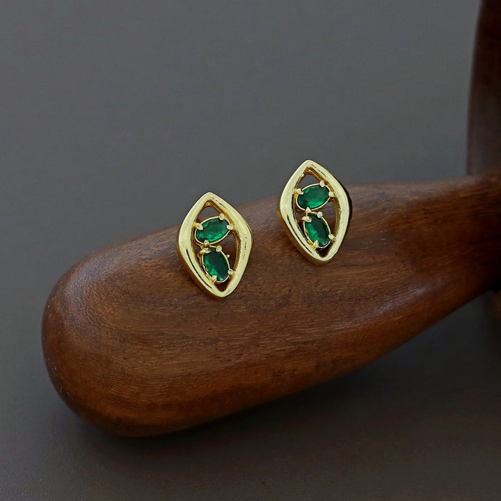 Supriya Golden Dual Glossy Eye Shaped Earring