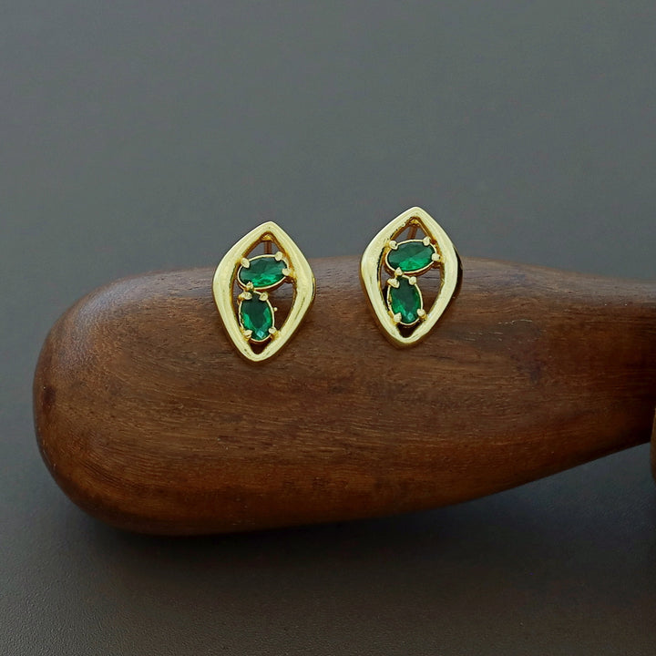 Supriya Golden Dual Glossy Eye Shaped Earring