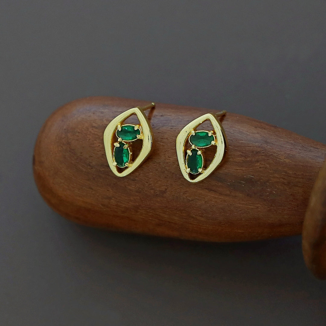 Supriya Golden Dual Glossy Eye Shaped Earring