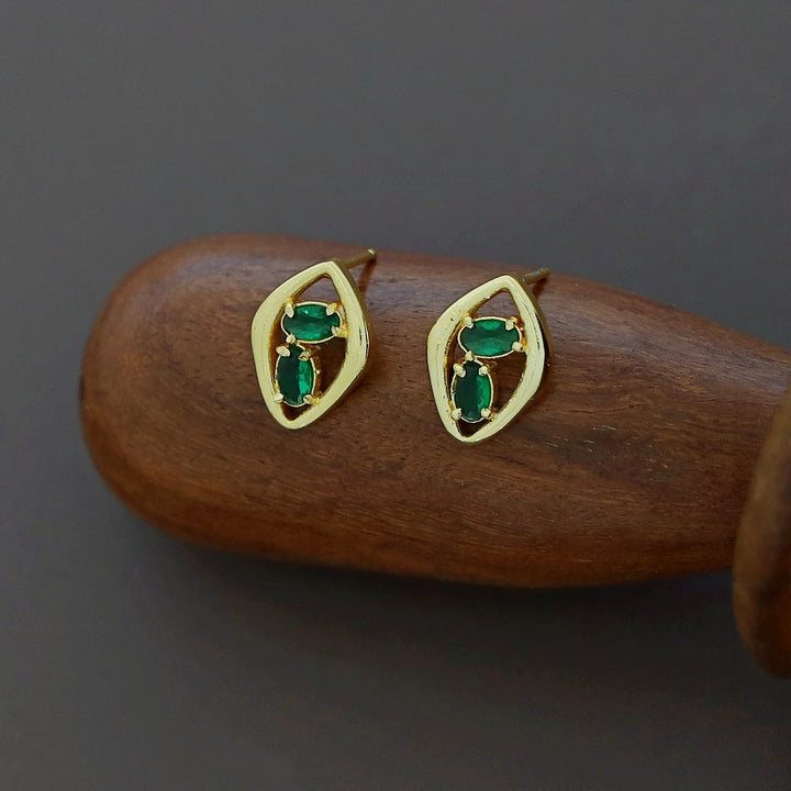 Supriya Golden Dual Glossy Eye Shaped Earring