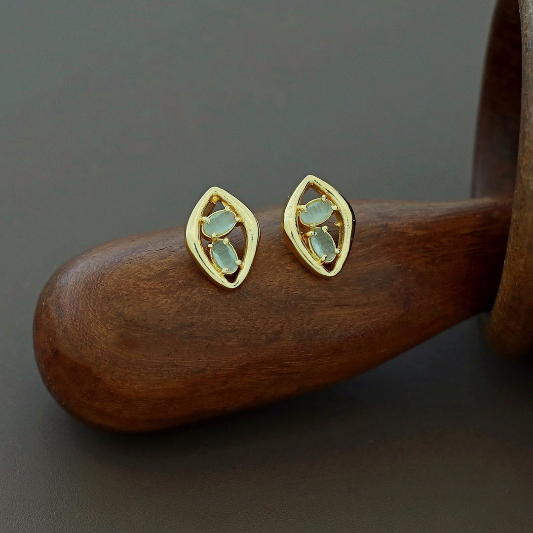 Supriya Golden Dual Glossy Eye Shaped Earring
