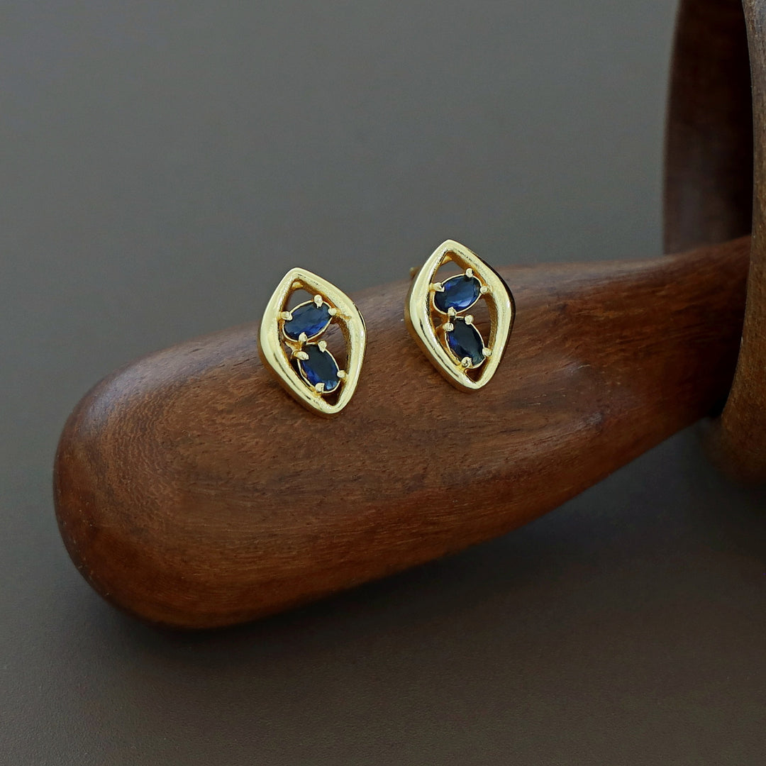 Supriya Golden Dual Glossy Eye Shaped Earring