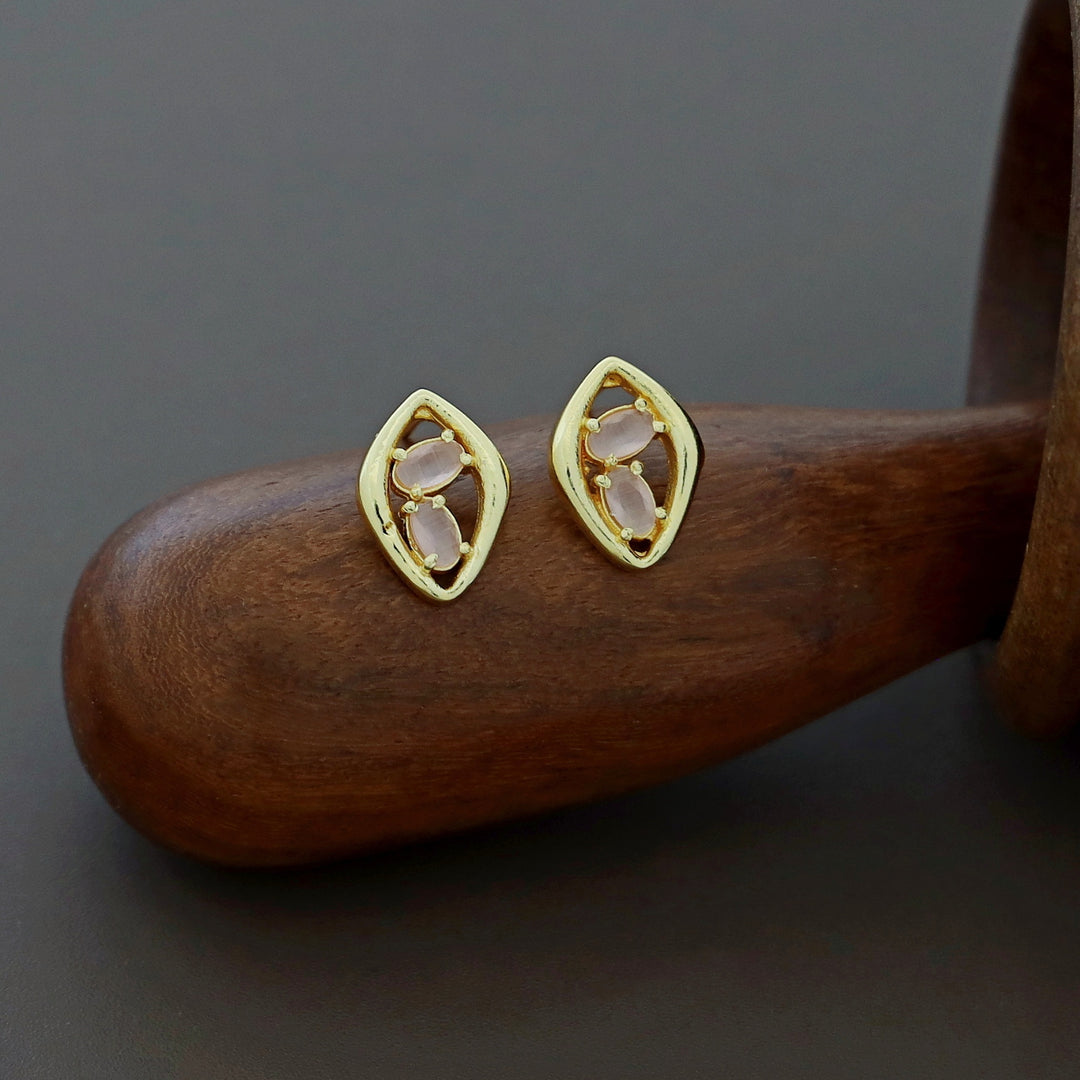 Supriya Golden Dual Glossy Eye Shaped Earring