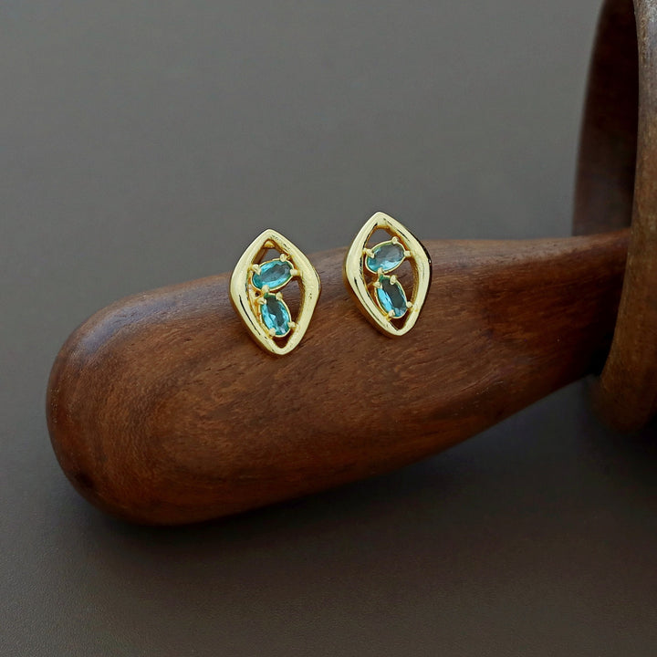 Supriya Golden Dual Glossy Eye Shaped Earring