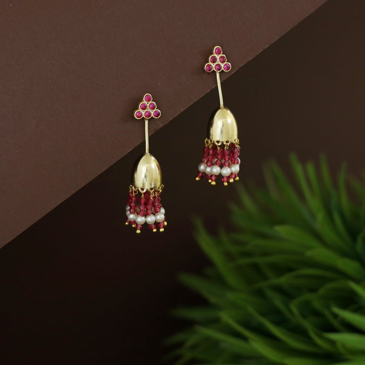 Riona Beaded Pearl Stick Tassel Jhumka