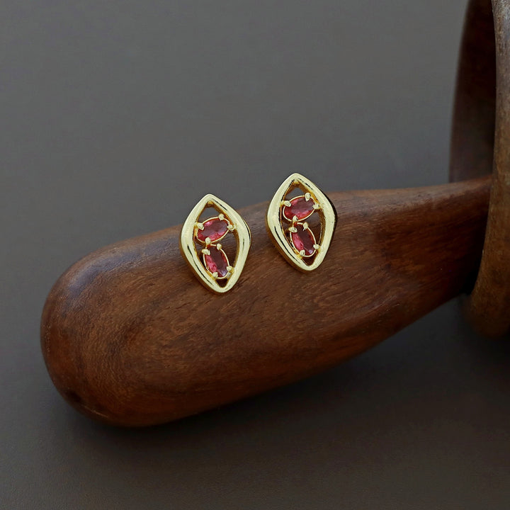 Supriya Golden Dual Glossy Eye Shaped Earring