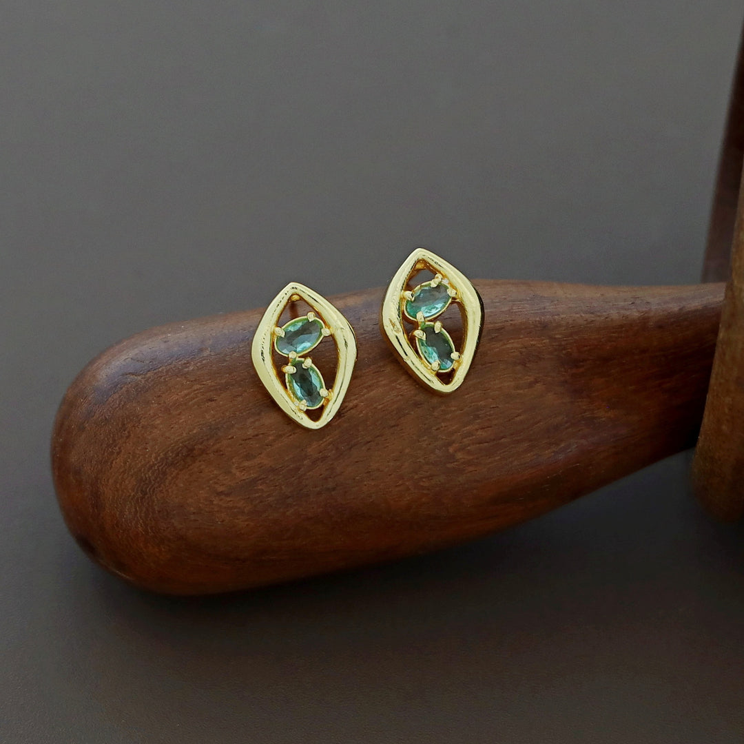 Supriya Golden Dual Glossy Eye Shaped Earring
