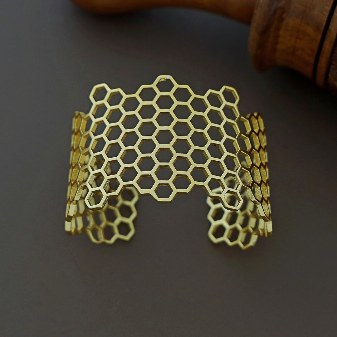 Golden Honey Comb Hand Cuff