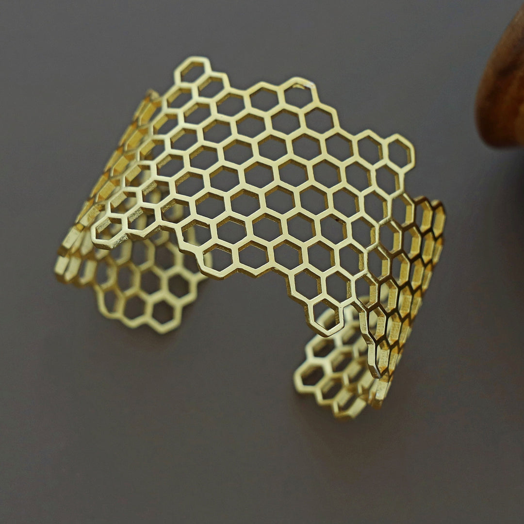 Golden Honey Comb Hand Cuff