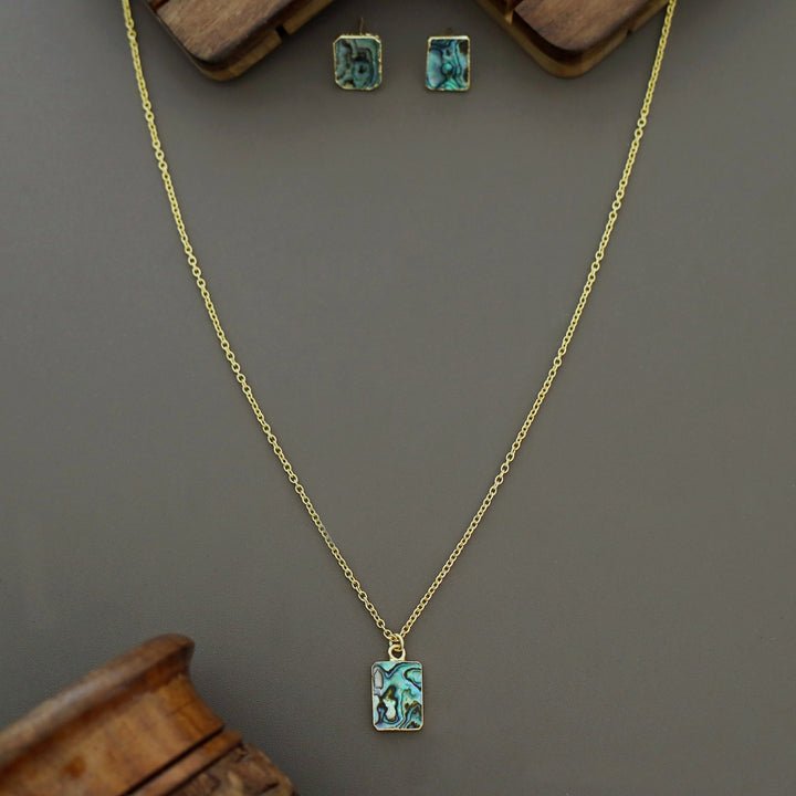 Divisha Abalone Rectangle Neckpiece With Earring