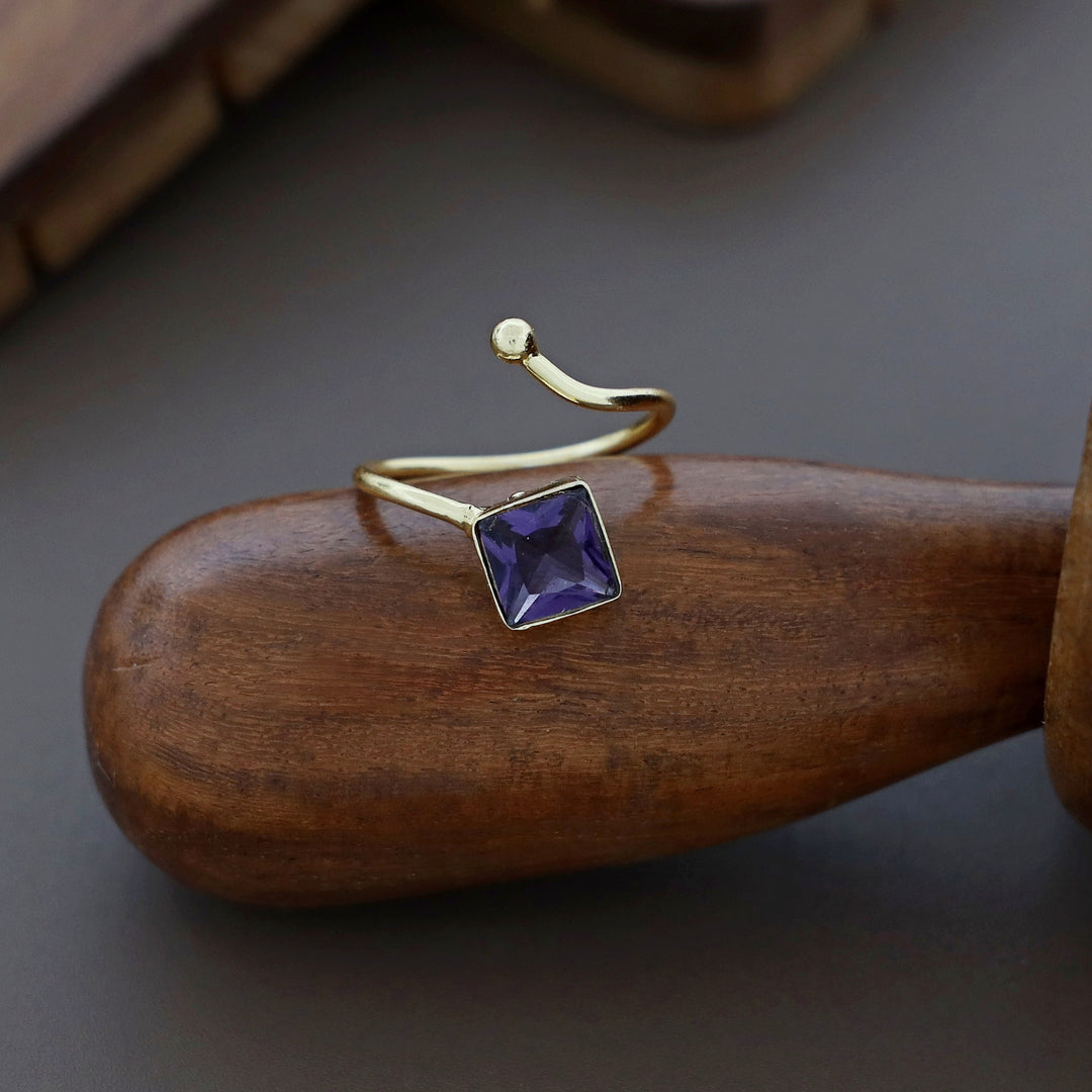 Golden Single Stone Diamond Ring