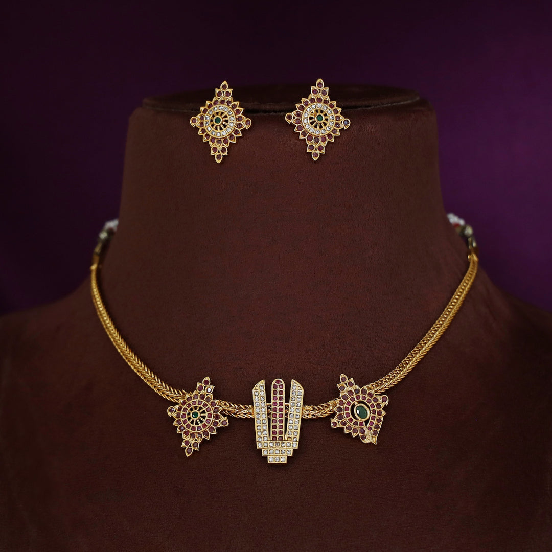 Venkateshwara Balaji Pendant Choker With Earring