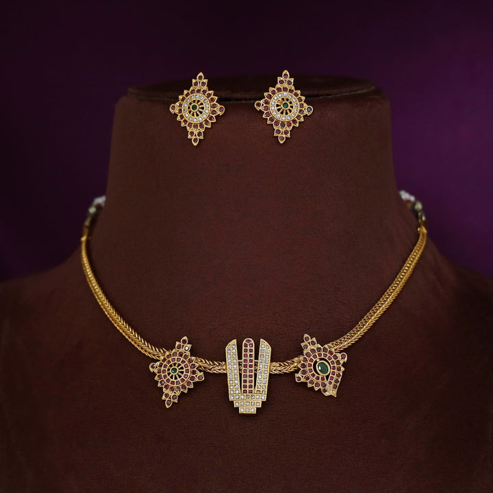 Venkateshwara Balaji Pendant Choker With Earring