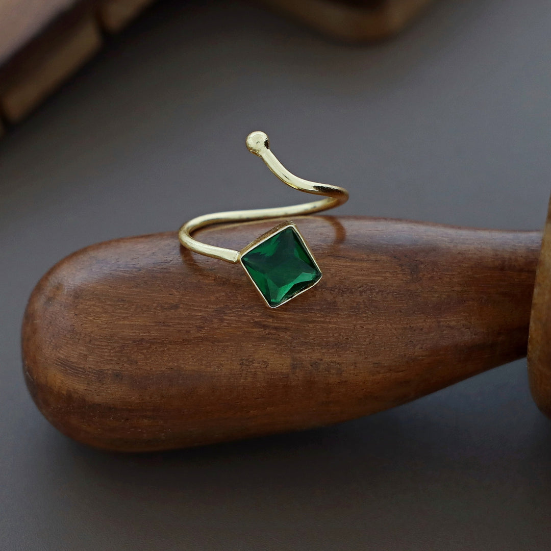 Golden Single Stone Diamond Ring