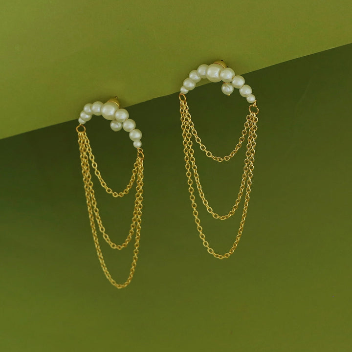 Winona 3 Layer Chainy Pearl Earring