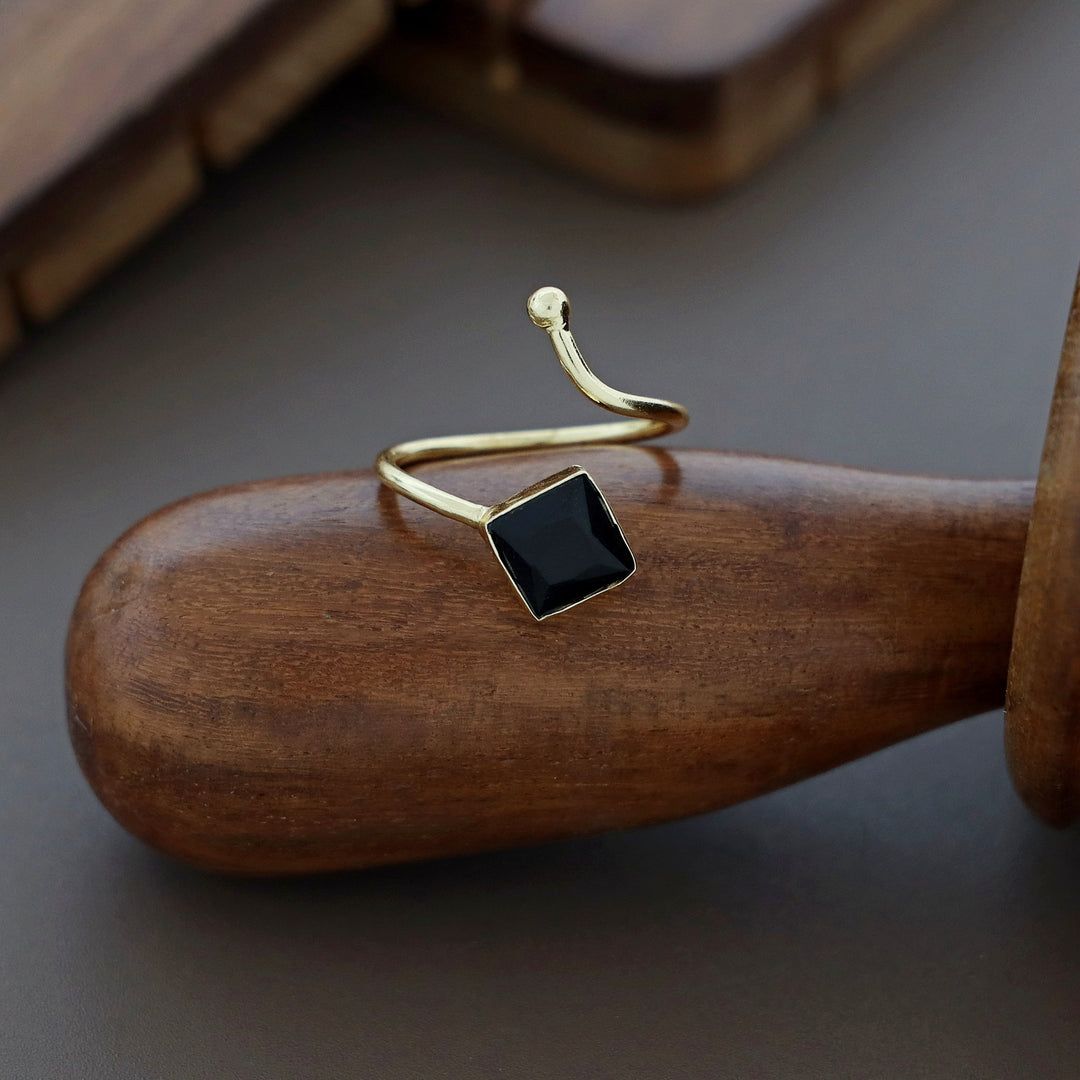 Golden Single Stone Diamond Ring