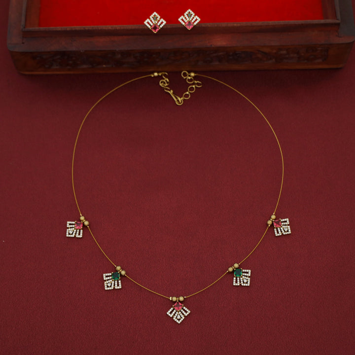 Aadira AD Stone String Neckpiece With Earring