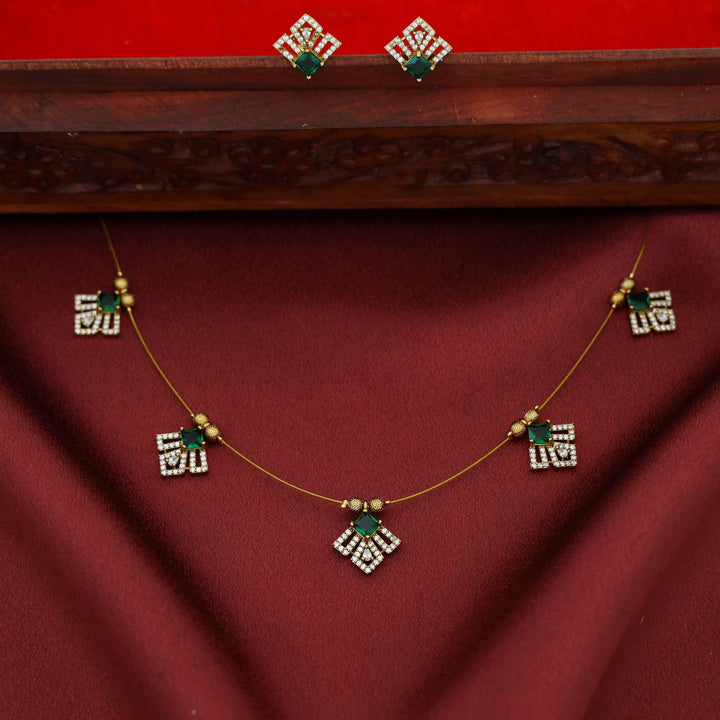 Aadira AD Stone String Neckpiece With Earring