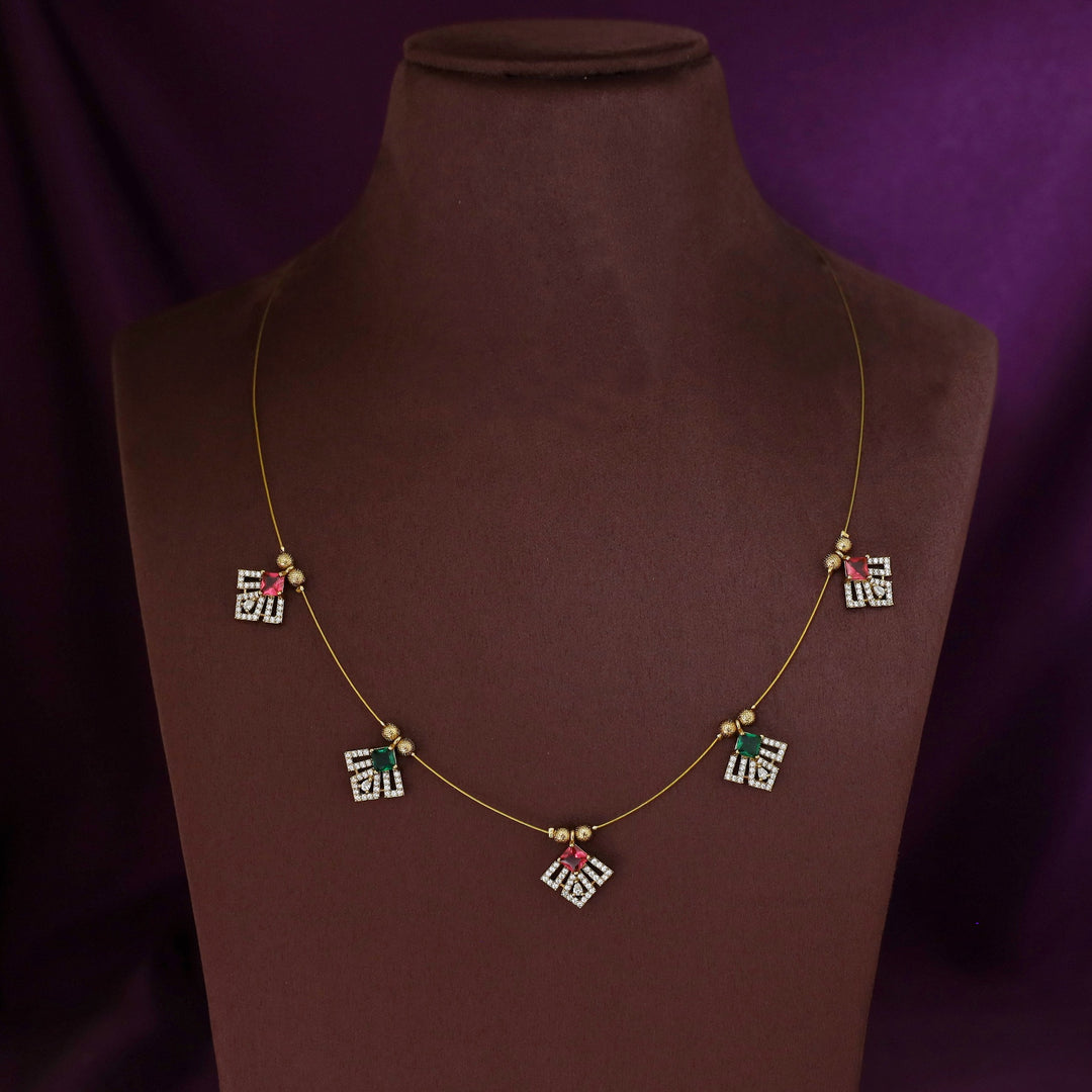 Aadira AD Stone String Neckpiece With Earring