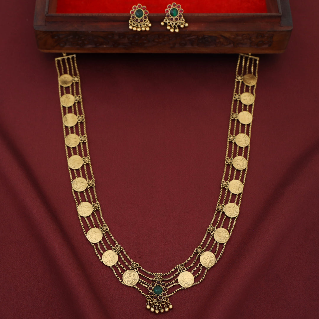 Sanchita Samudra 5 Layer Kashi Floral Long Neckpiece With Earring