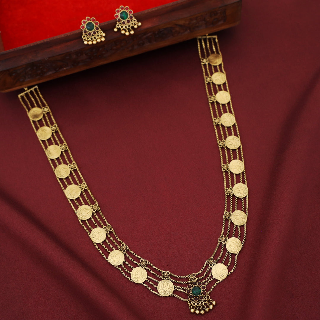 Sanchita Samudra 5 Layer Kashi Floral Long Neckpiece With Earring